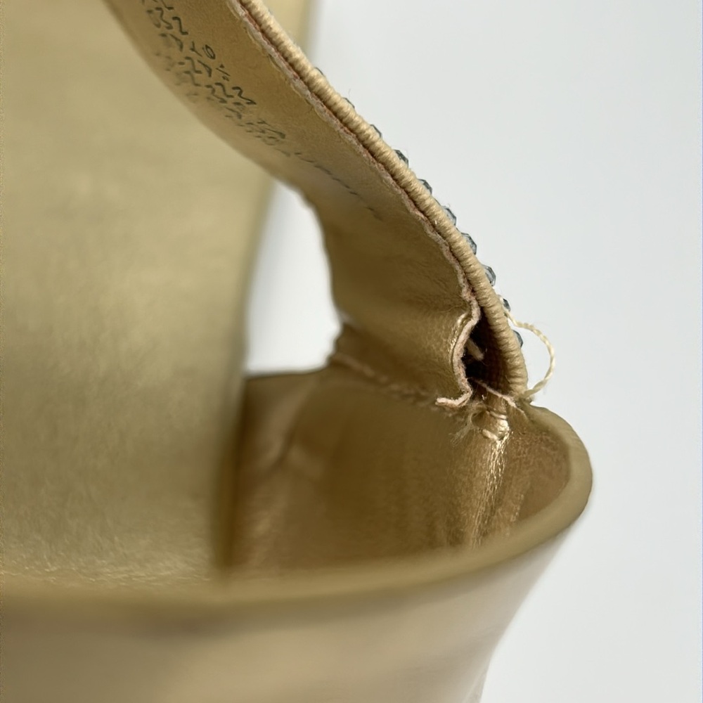 Unisa Rhinestone Embellished Gold Metallic Sling Back Comfort Sandals 9.5 - Picture 3 of 8